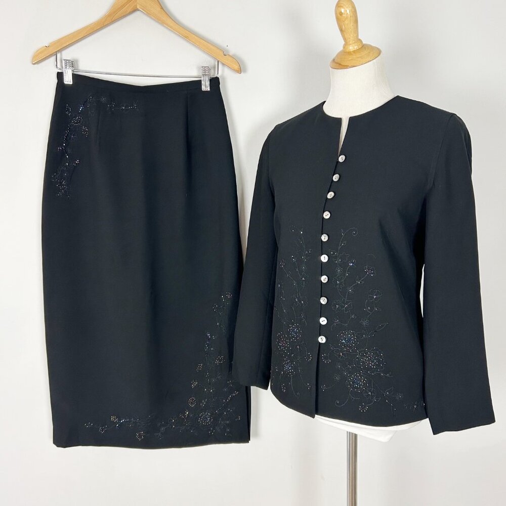 Vintage Susan Bristol 2 Piece Suit Set Jacket 6P & Maxi Skirt‎ 8P Women's